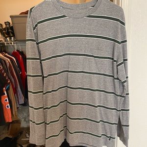 Brixton LS Pocket Shirt. Grey and Green Stripes. Size Medium. Great Condition.